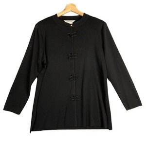 Exclusively Misook Cardigan‎ Women Large Solid Black jacket Career Slinky